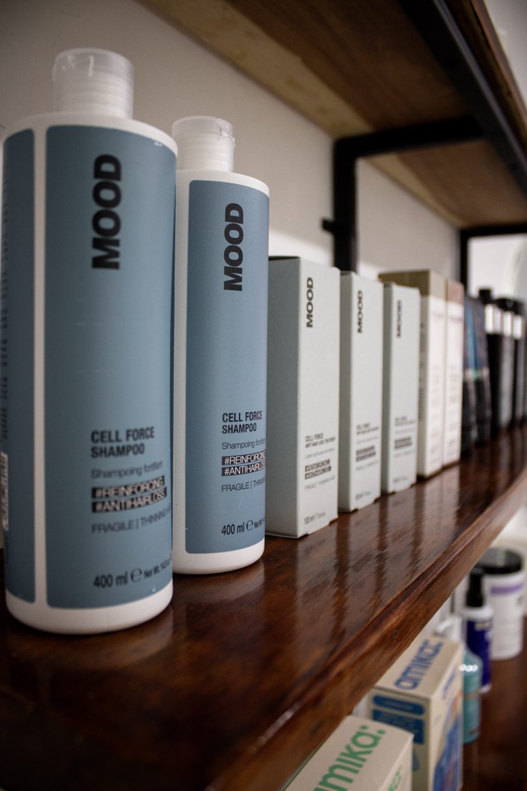 Botellas de productos MOOD en Eco Salón.